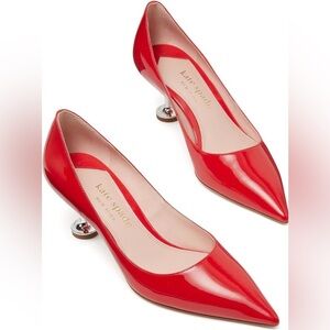 Kate Spade garnish patent kitten-heel pumps Red SZ 7.5